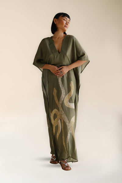Lange kaftan met moderne elegante uitstraling