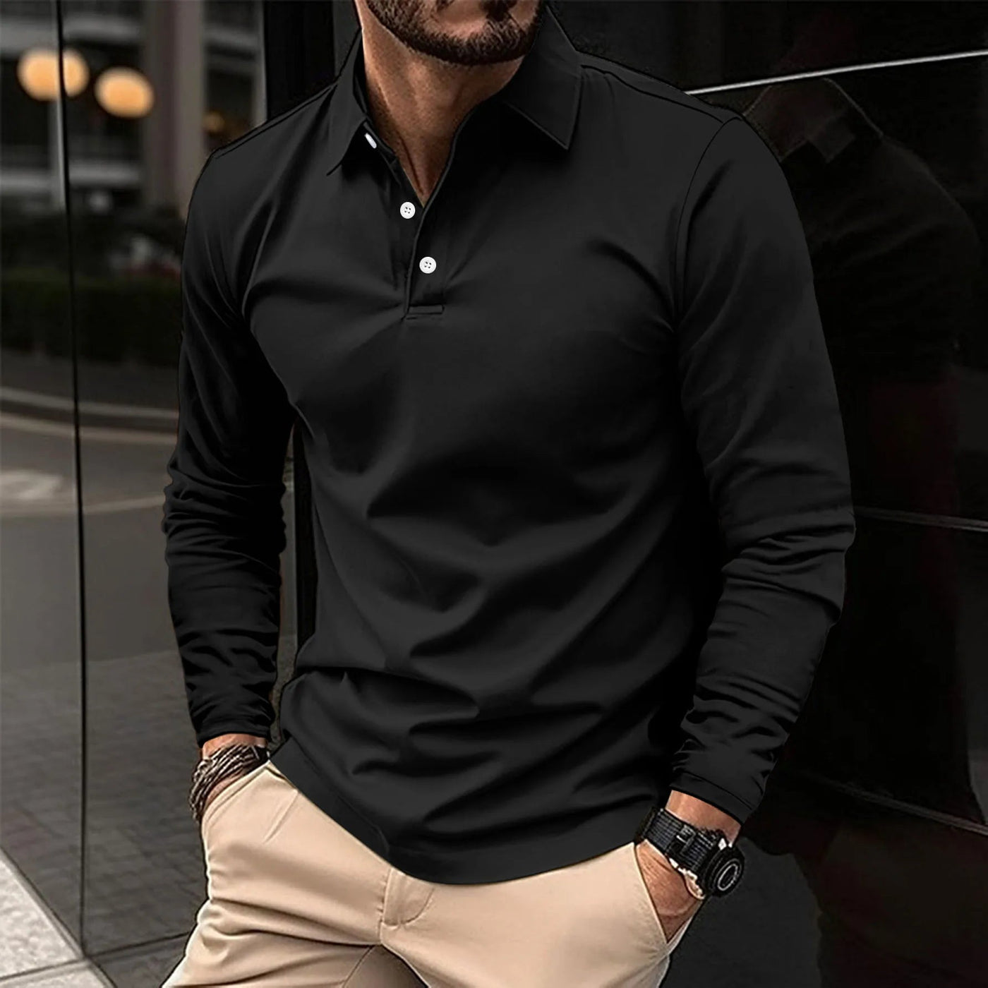 Heren poloshirt met lange mouwen en een tijdloos ontwerp