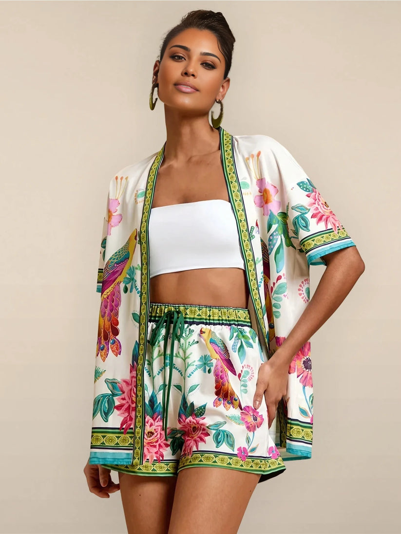 Zomers casual setje met korte mouwen overhemd en bijpassende short