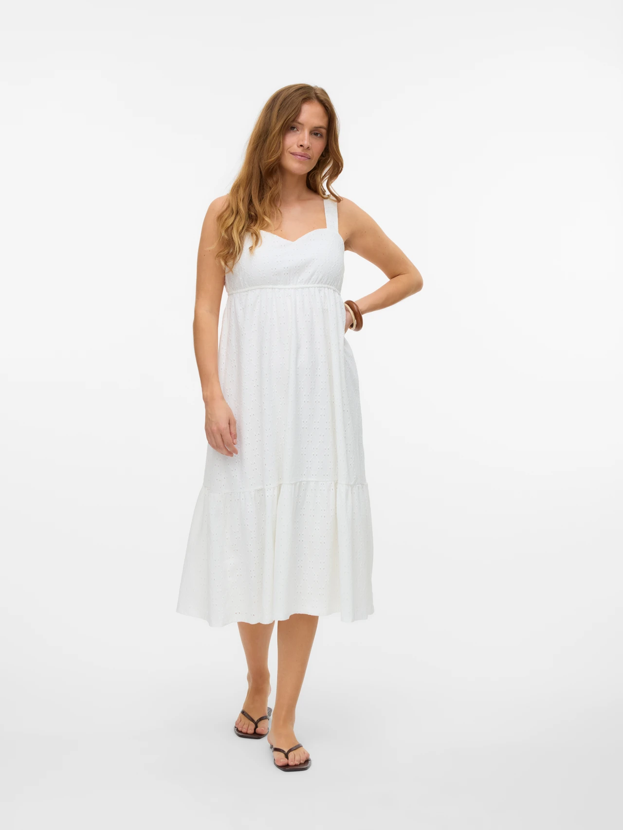 Casual midi jurk met vierkante hals en smalle bandjes