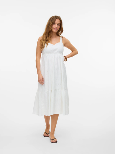 Casual midi jurk met vierkante hals en smalle bandjes
