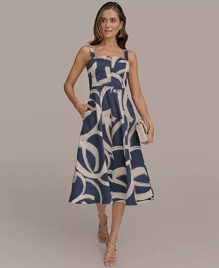 Gedrukte dames midi-jurk in A-lijn voor stijlvolle dagelijkse looks