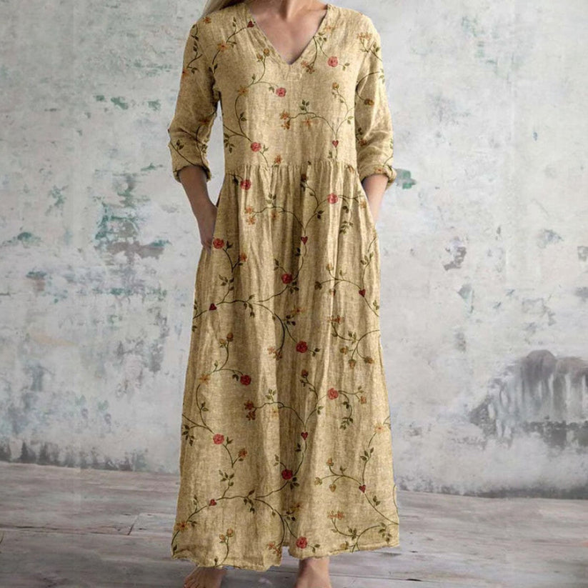 Lange damesjurk met bloemenprint voor een frisse en vrouwelijke lentestijl