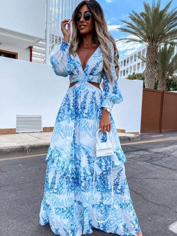 Zomerse maxi-jurk met elegante uitstraling voor stijlvolle gelegenheden
