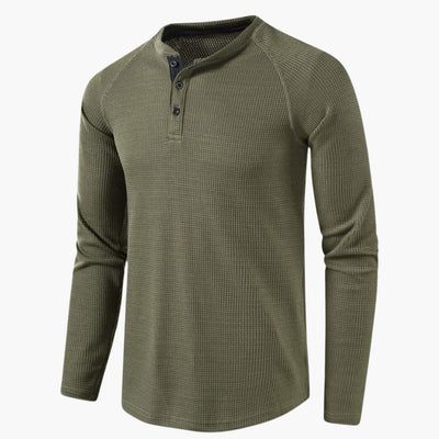 Heren T-shirt met halve knoopsluiting en lange mouwen voor een stijlvolle casual kijk