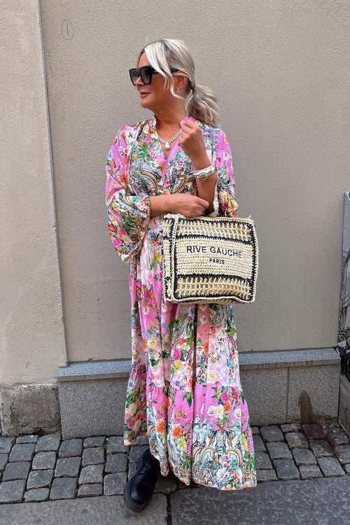 Lange jurk met print en wijde lange mouwen in bohemian stijl