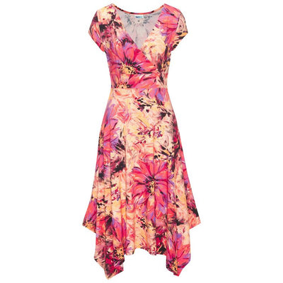 Zomerse jurk met asymmetrische rok strikdetail en puntige zoom