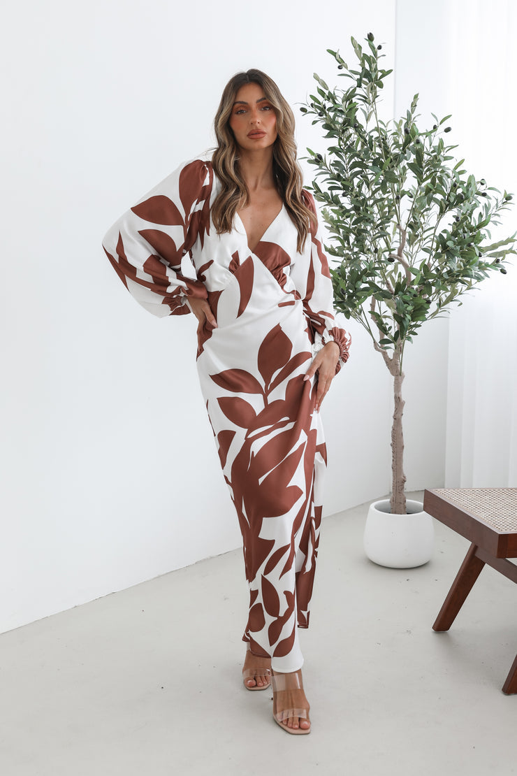 Maxi jurk met lange mouwen en verfijnde print voor een elegante uitstraling
