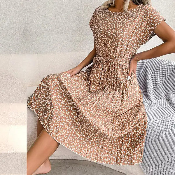Elegante midi jurk met bloemenmotief voor diverse gelegenheden