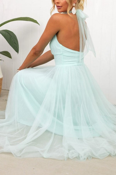 Halter maxi-jurk met geplooide details voor een stijlvolle uitstraling