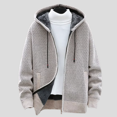 Herenhoodie met ritssluiting en vaste capuchon