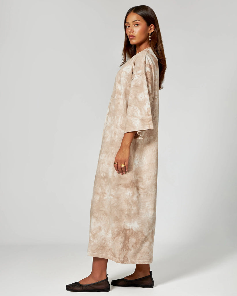 Casual oversized maxi damesjurk met tie dye print voor een relaxte look