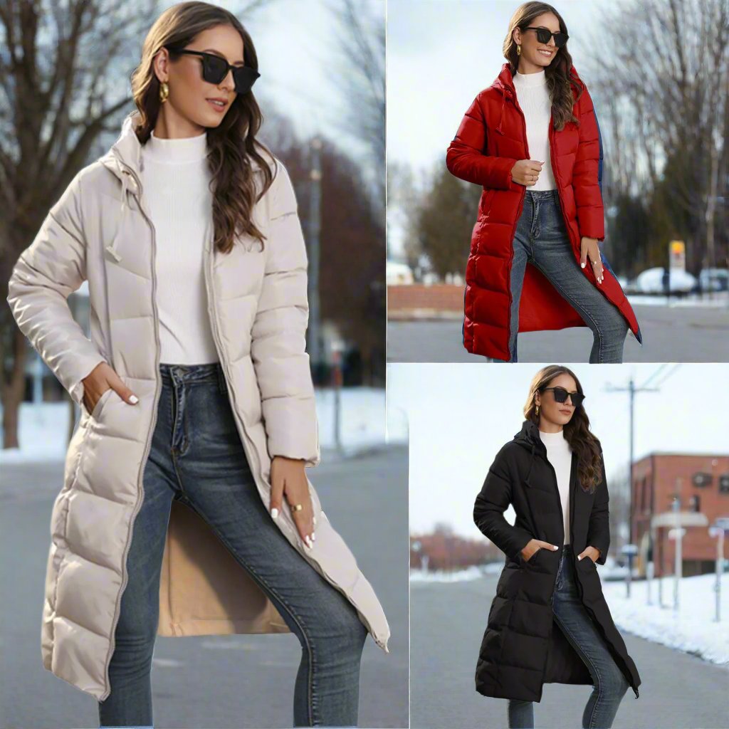 Elegante Lange Winterjas voor Dames met Comfortabele Pasvorm