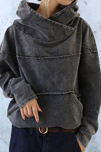Vintage Lange Mouwen Turtleneck Hoodie