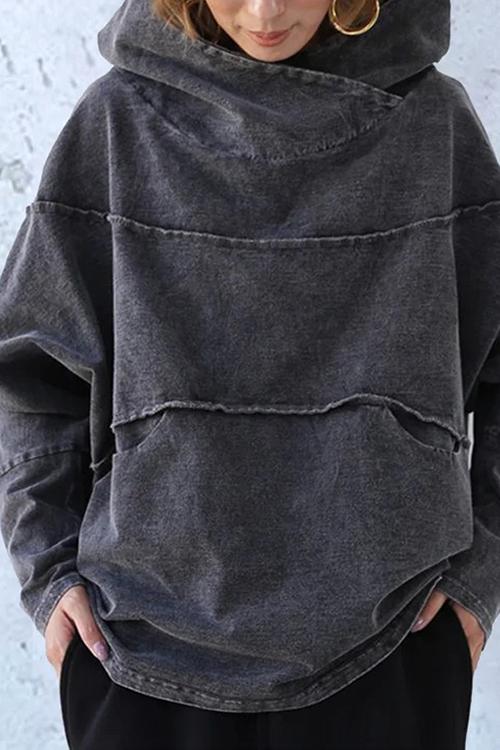 Vintage Lange Mouwen Turtleneck Hoodie