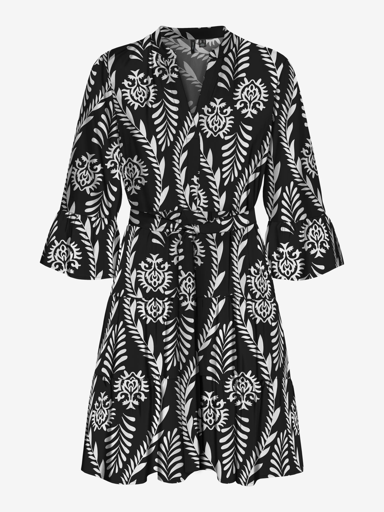 Casual korte jurk met geometrisch patroon en V-hals