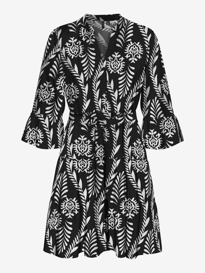 Casual korte jurk met geometrisch patroon en V-hals