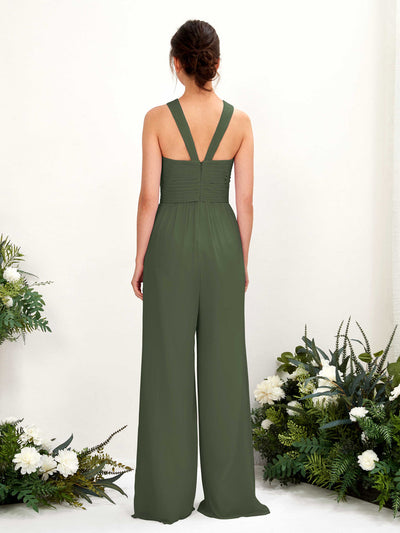 Elegante dames jumpsuit zonder mouwen met gekruiste hals en lange pasvorm
