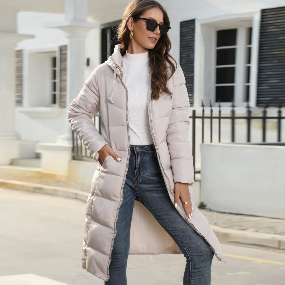 Elegante Lange Winterjas voor Dames met Comfortabele Pasvorm