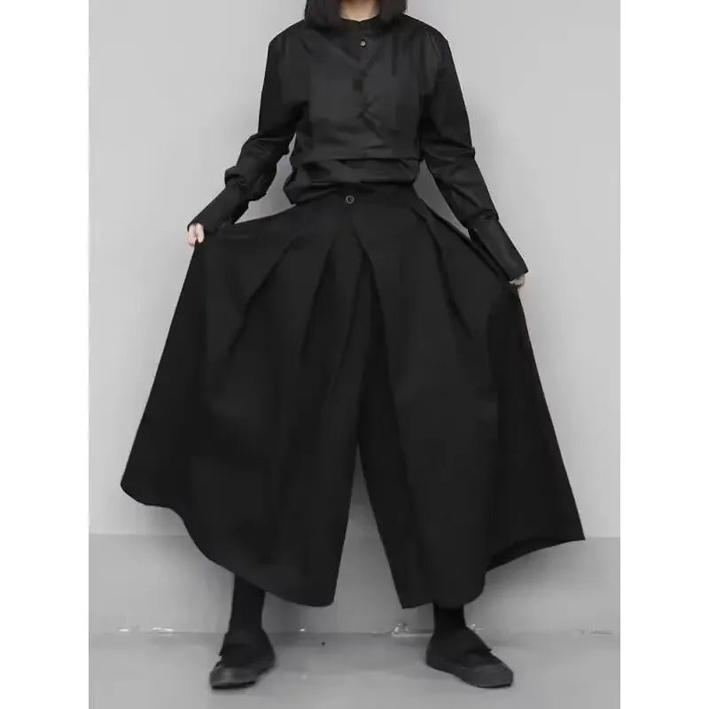 Stijlvolle Hoge Taille Brede Pijpen Broek in Effen Kleur voor Comfortabel Draagplezier