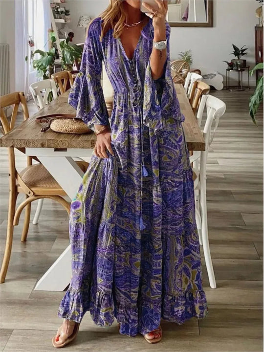 Bohemien maxi jurk met ontspannen stijl voor zomerse dagen