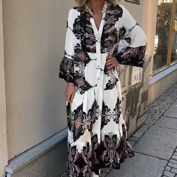 Elegante damesjurk met print en losvallend ontwerp voor een luchtige en stijlvolle look