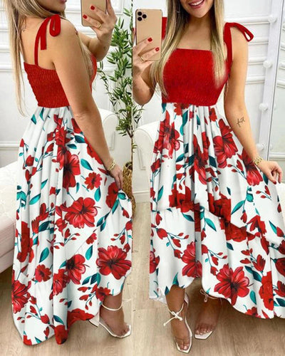 Casual maxi jurk met bloemenprint en smalle bandjes voor zomerse dagen