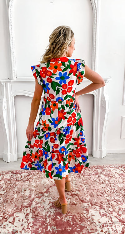 Bloemenprint midi jurk met romantische uitstraling voor elke gelegenheid
