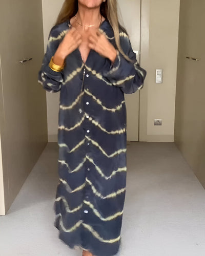 Bohemian maxi jurk met lange mouwen en sierlijke uitstraling