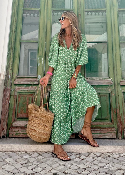 Luchtige dames zomerjurk in maxi lengte met wijde pasvorm