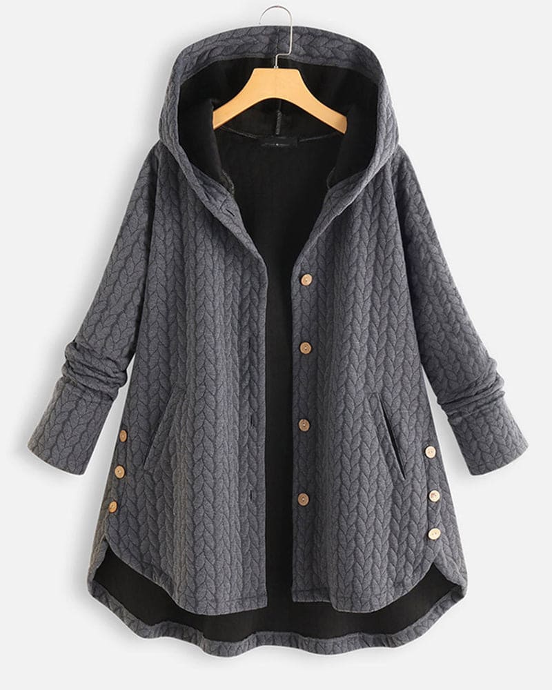 Trendy damesjas met capuchon en stijlvolle knoopsluiting