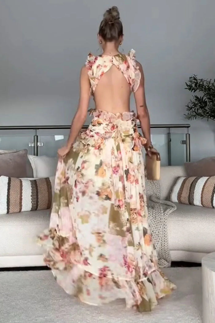 Elegante maxi jurk met ruches en vloeiende pasvorm voor speciale gelegenheden