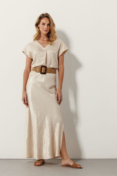 Lange geplooide rok met glanzend effect voor een stijlvolle look