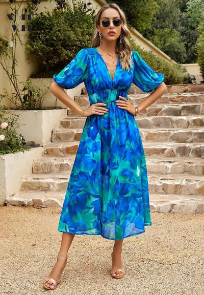 Elegante midi jurk met korte mouwen voor dagelijks comfort