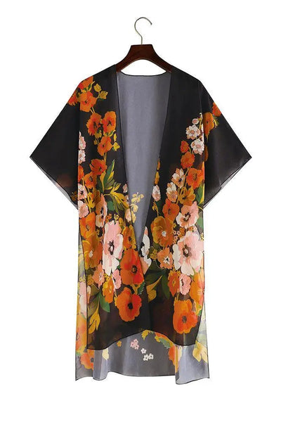 Lange kimono met bloemenprint en losvallend model voor een stijlvolle look