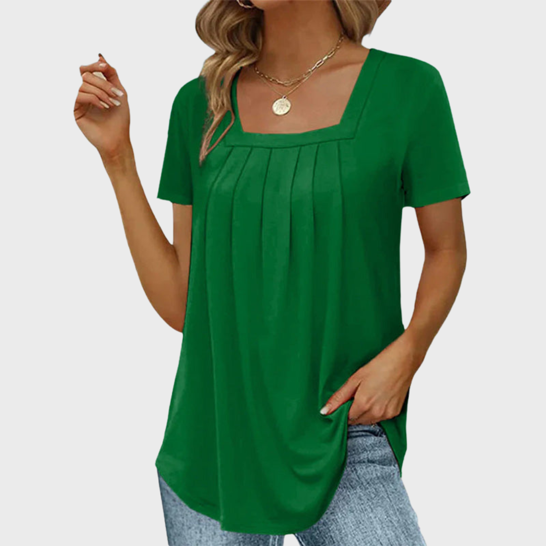 Elegante casual dames blouse met korte mouwen