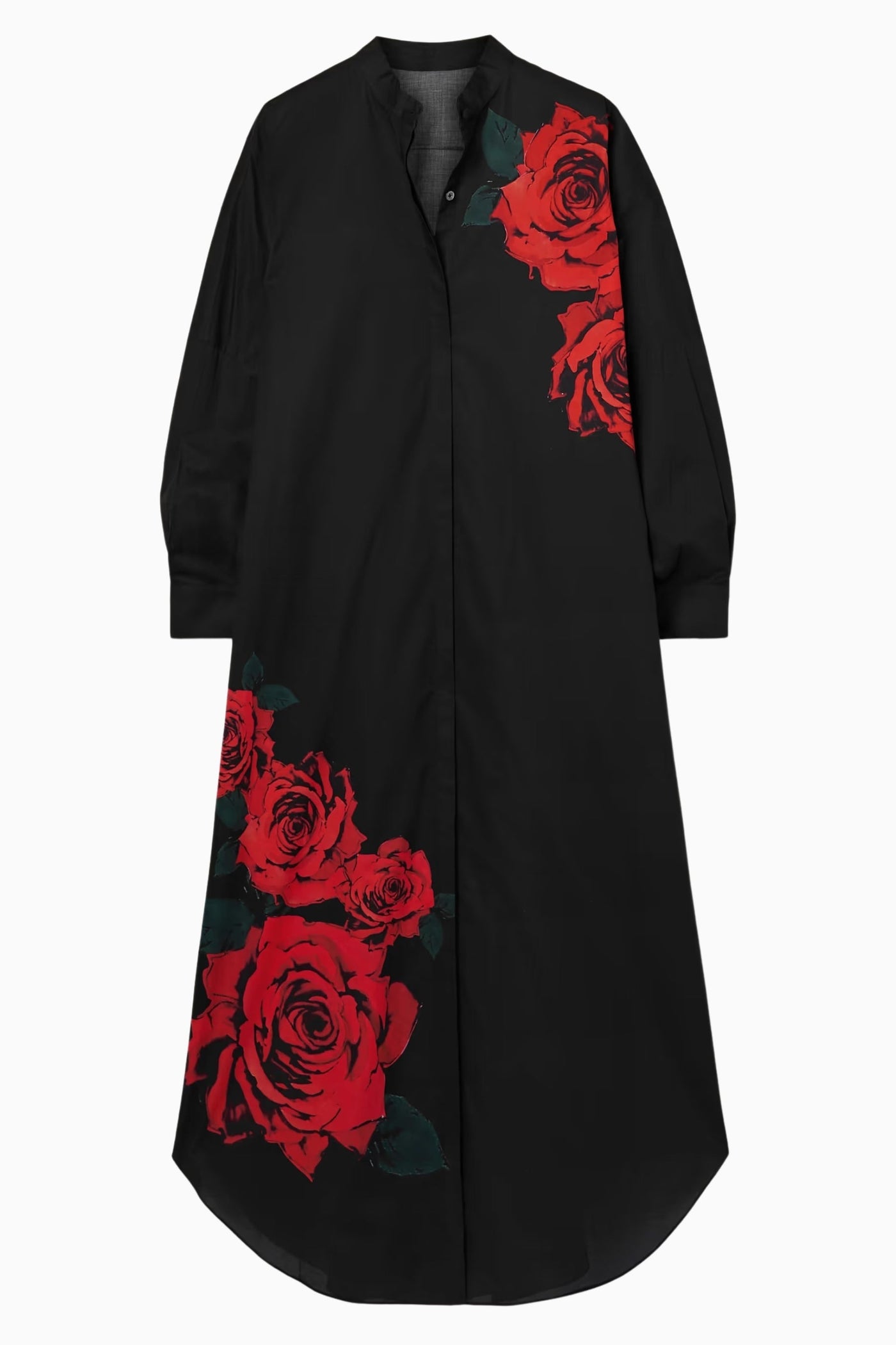 Maxi overhemdjurk met verfachtige bloemenprint en elegante uitstraling