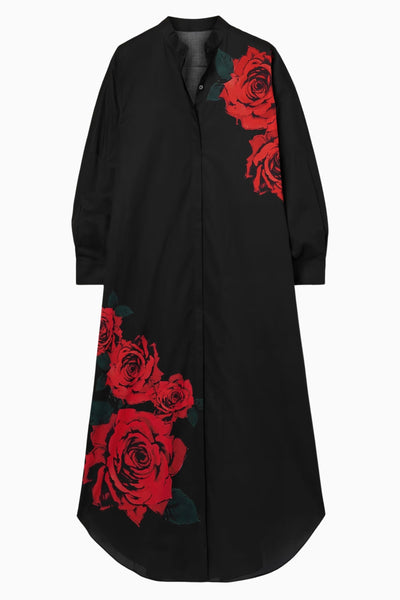 Maxi overhemdjurk met verfachtige bloemenprint en elegante uitstraling