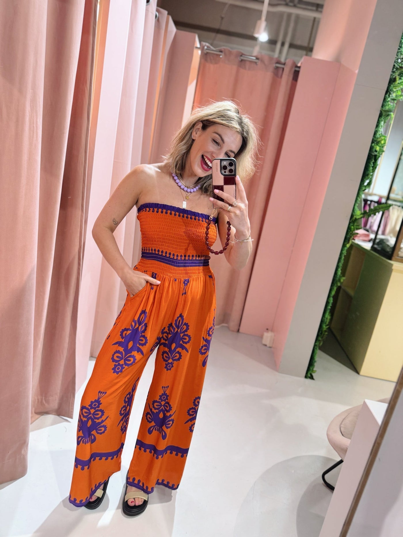 Trendy zomer jumpsuit zonder bandjes in luchtige boho stijl
