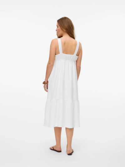 Casual midi jurk met vierkante hals en smalle bandjes