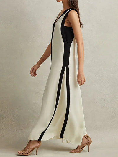 Elegante mouwloze maxi jurk met moderne uitstraling