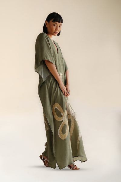 Lange kaftan met moderne elegante uitstraling