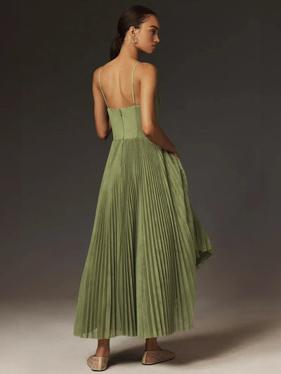 Sara - Midi-jurk met flare en bustier van geplooide tule