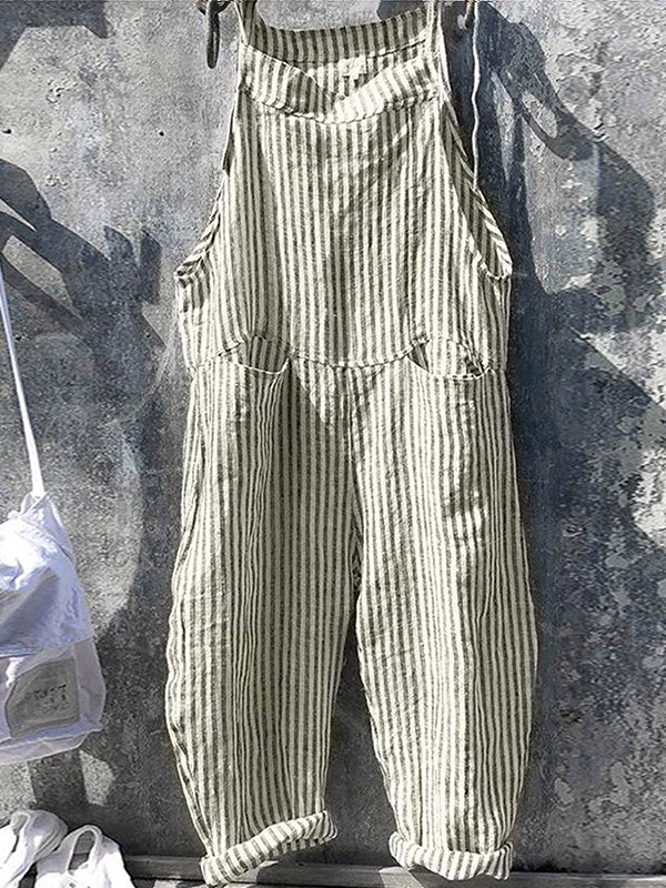 Gestreepte damesjumpsuit met wijde pijpen