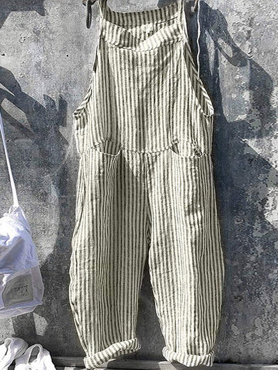 Gestreepte damesjumpsuit met wijde pijpen