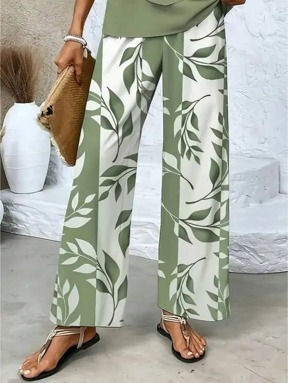Zomerset met elegante top en wijde broek met print
