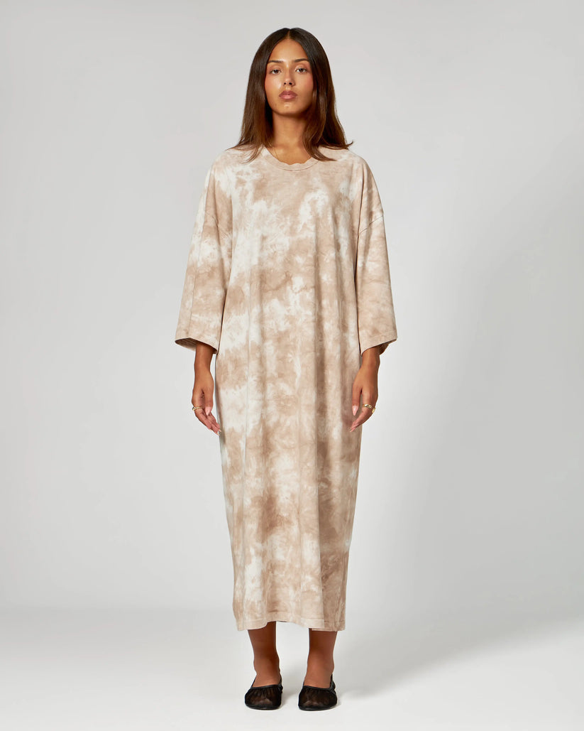 Casual oversized maxi damesjurk met tie dye print voor een relaxte look