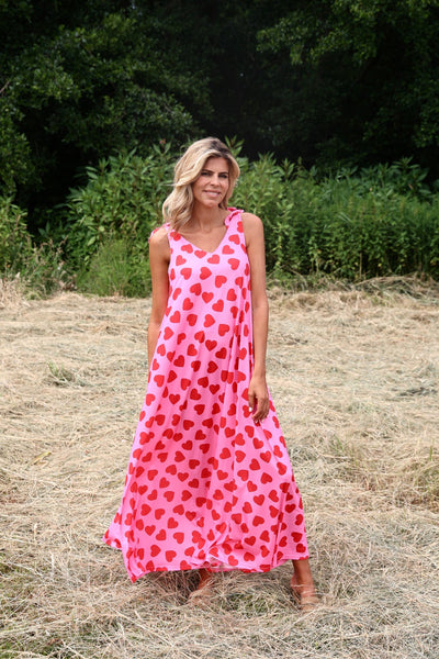 Moderne mouwloze maxi jurk met wijdvallend silhouet