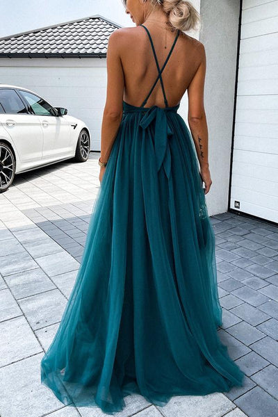 Avondjurk voor dames met plooien en open rug in elegante maxi lengte