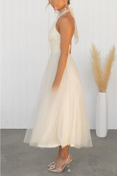 Halter maxi-jurk met geplooide details voor een stijlvolle uitstraling